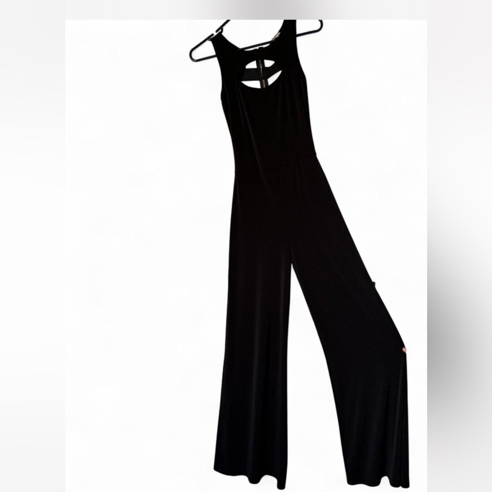 Arden B Black Strapless Jumpsuit with Wide-Leg Design